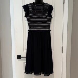 Ann Taylor Seersucker Ruffle Sleeve Dress
